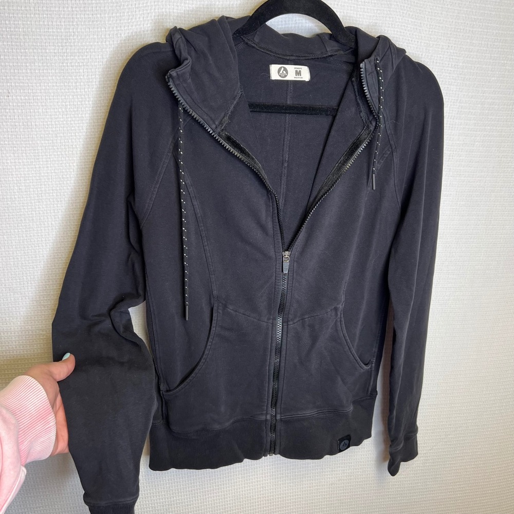 American Giant Womens Black Full Zip Cotton Hoodie Sweatshirt Size Medium USA